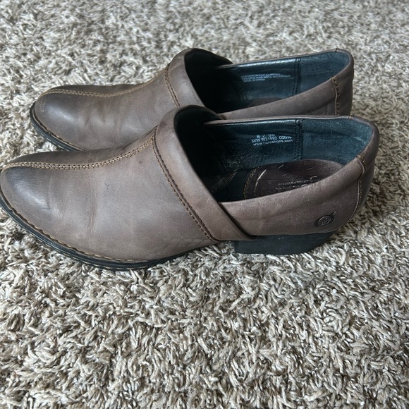 Born Kinney Sz 8 Distressed Brown Leather Booties Slip On Clogs Western Boho - Picture 2 of 10